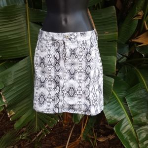 Snake print jean skirt